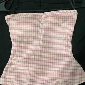 Pink and white checkered bodysuit